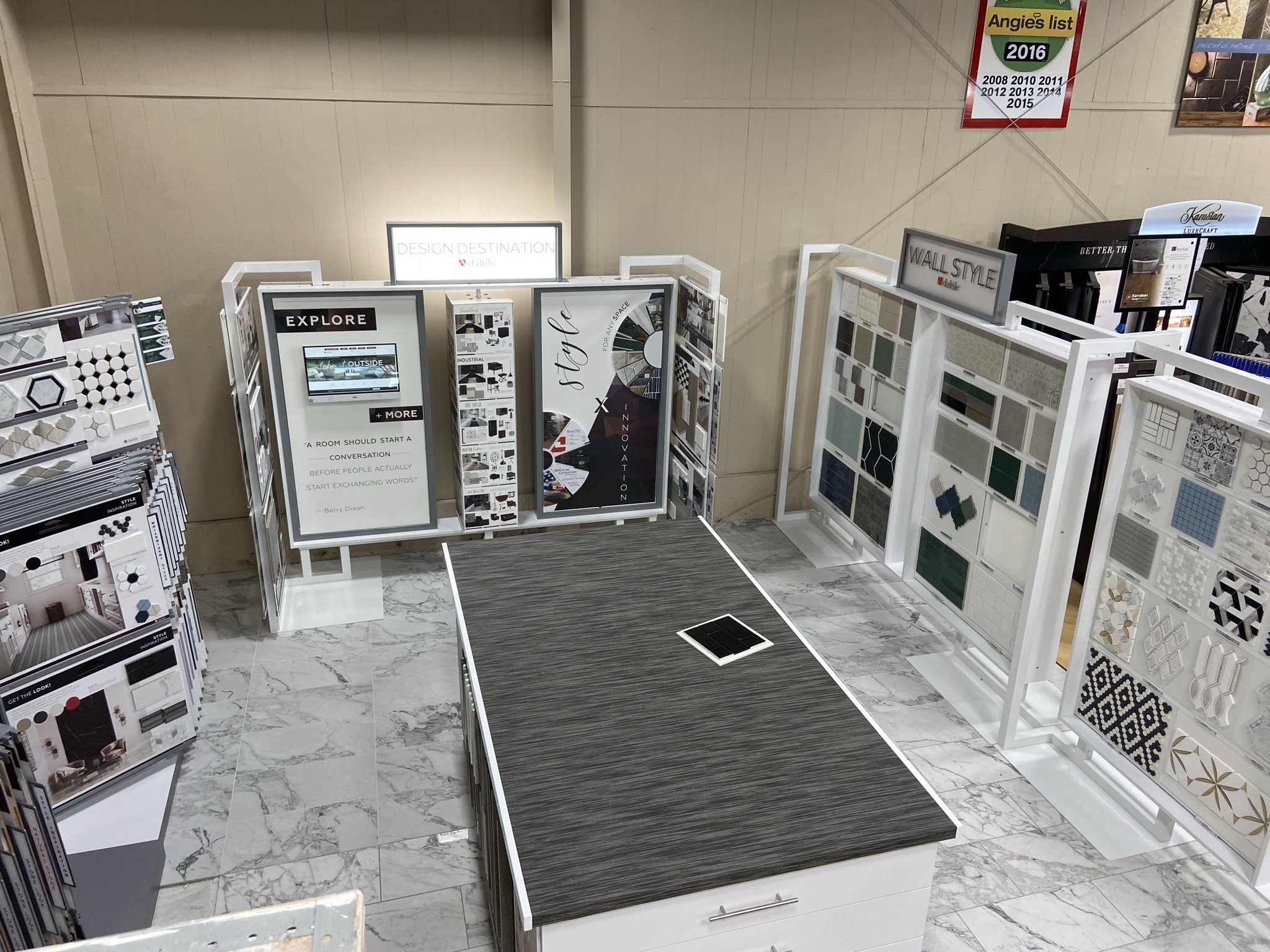 tile displays in Burlington showroom