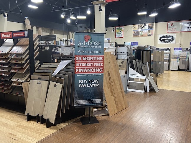 Hard-surface flooring displays at our Burlington, MA store